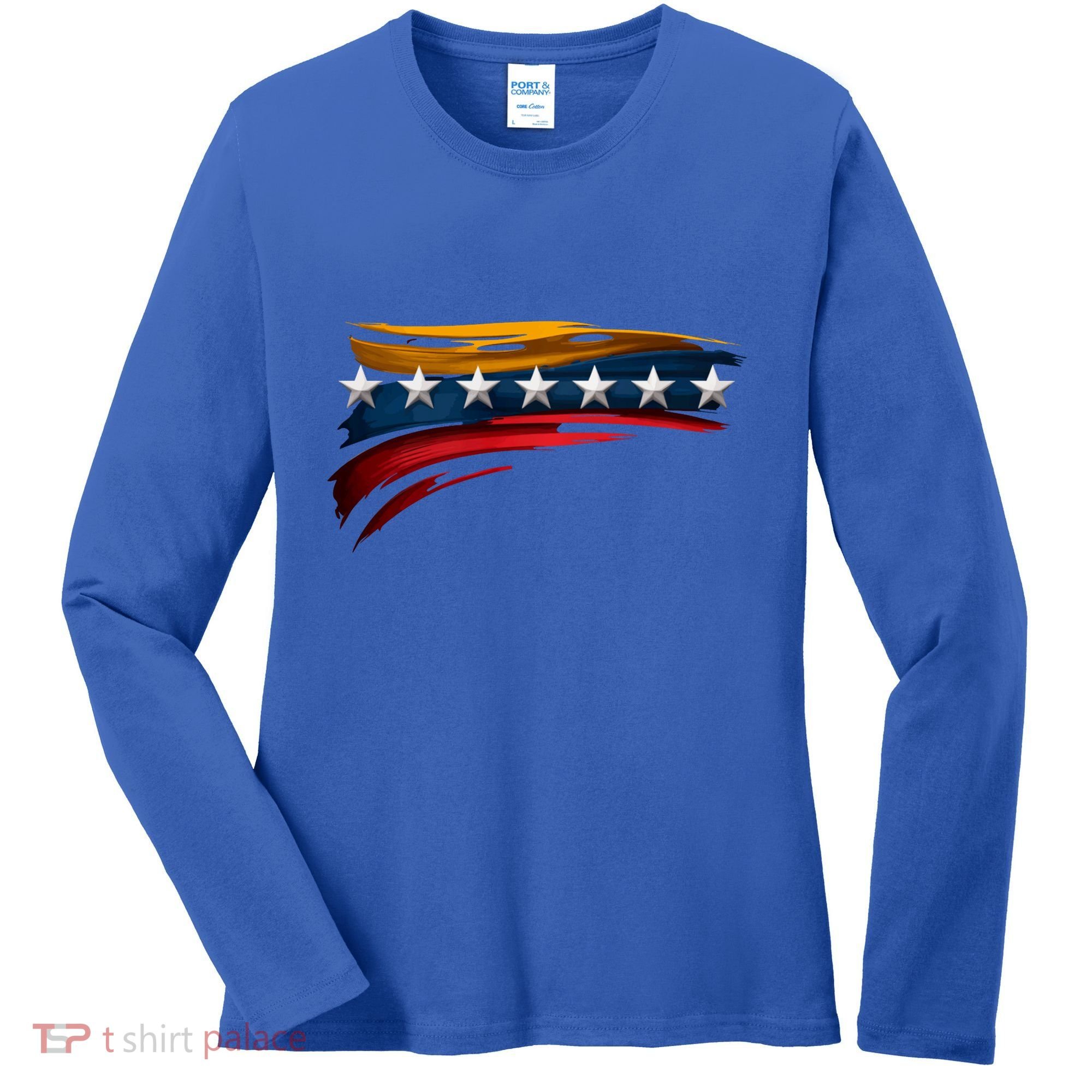 Venezuela 7 Big Stars Flag Minimalist Women's Long Sleeve Shirt