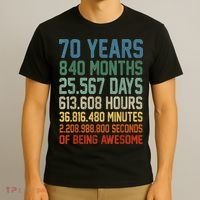 Vintage 70th Birthday 70 Years Old Being Awesome Anniversary T-Shirt thumb 3