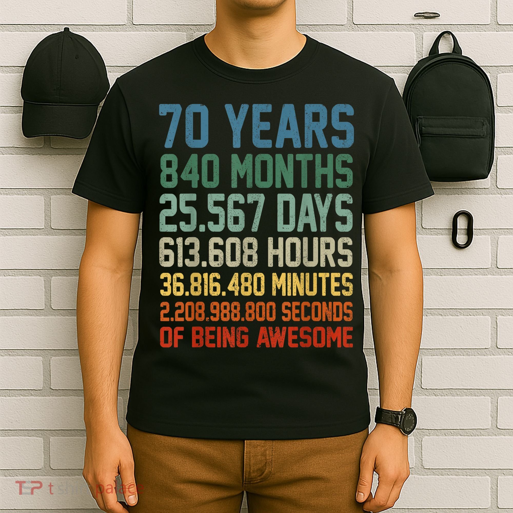 Vintage 70th Birthday 70 Years Old Being Awesome Anniversary T-Shirt