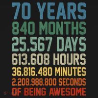 Vintage 70th Birthday 70 Years Old Being Awesome Anniversary T-Shirt thumb 7