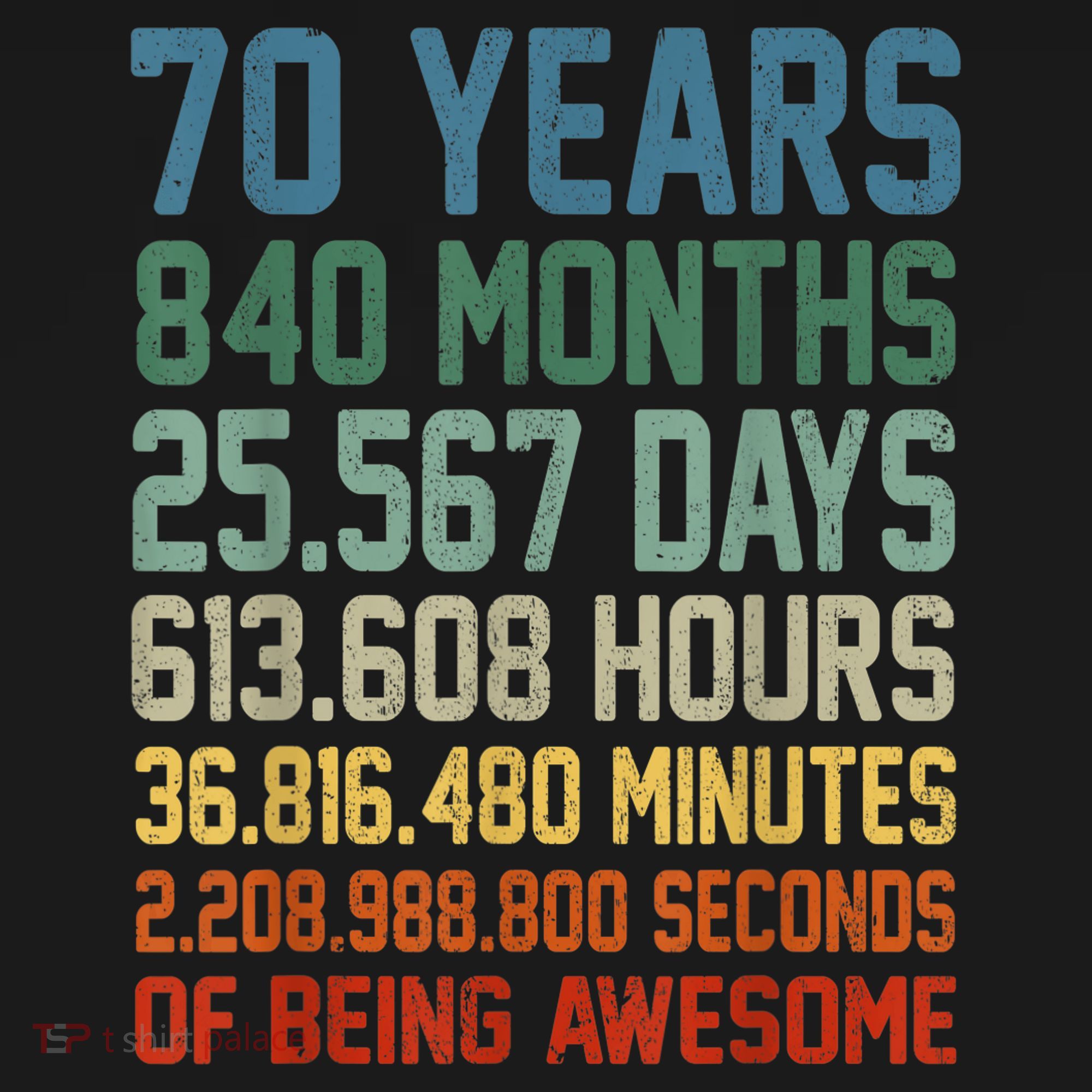 Vintage 70th Birthday 70 Years Old Being Awesome Anniversary T-Shirt