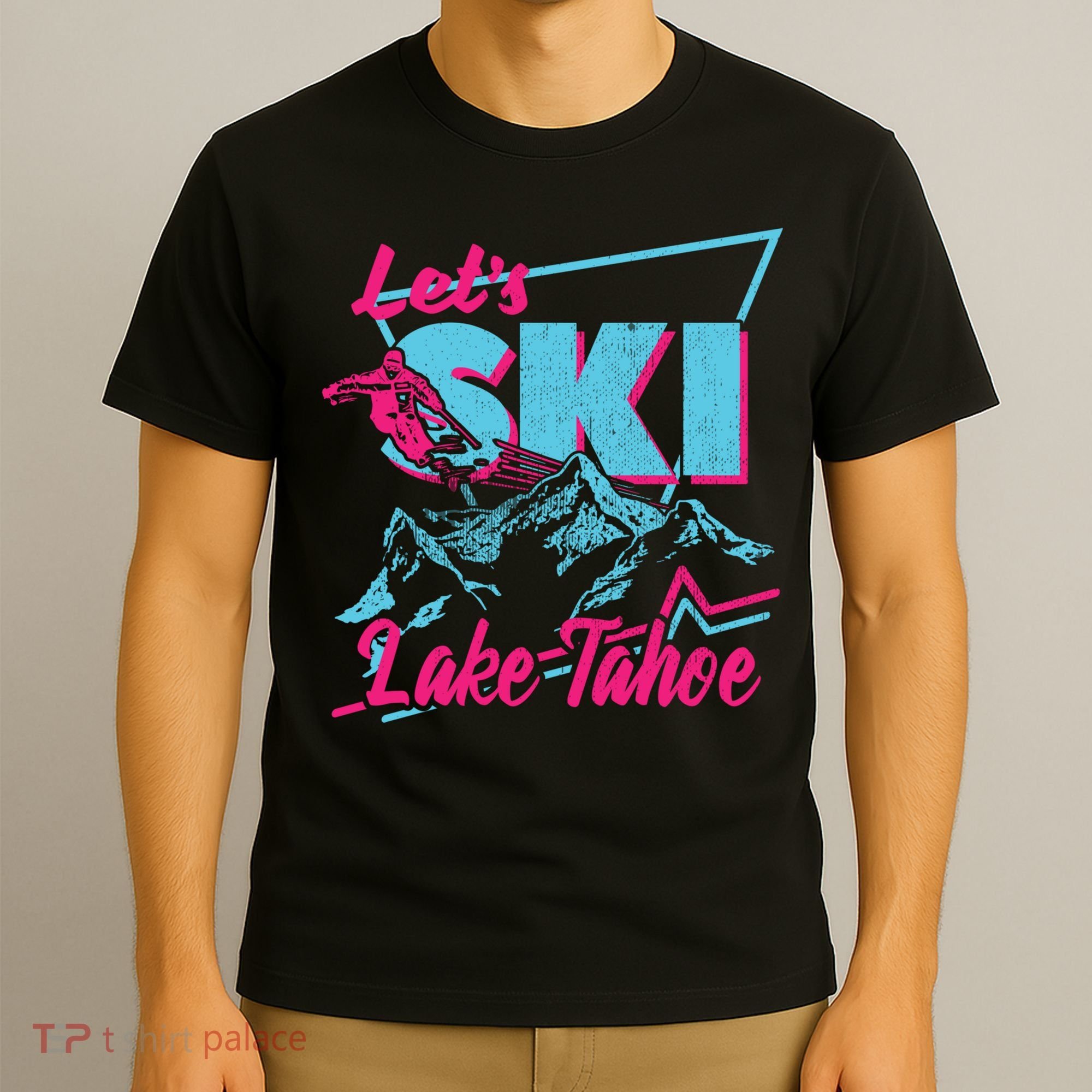 Vintage 80s 90s Skiing Clothes Retro Lake Tahoe Ski T-Shirt