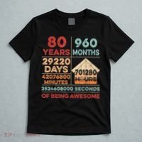 Vintage 80th Birthday Gifts 80 Years Old 960 Months  T-Shirt thumb 5