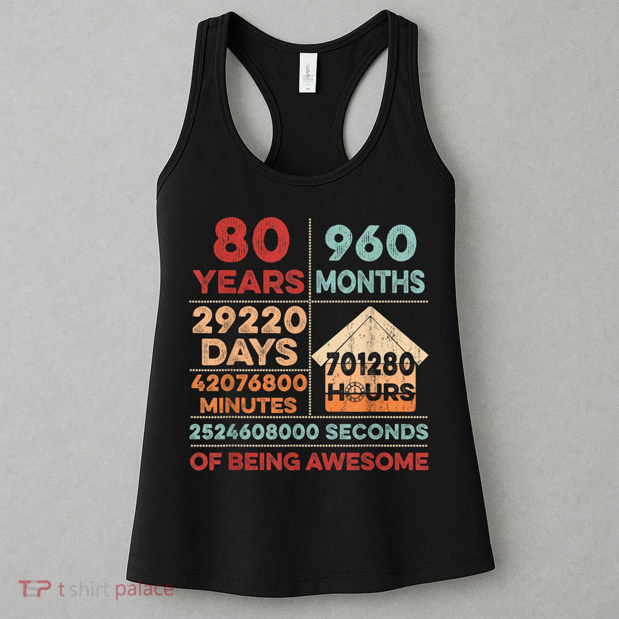 Vintage 80th Birthday Gifts 80 Years Old 960 Months  Women's Tank Top
