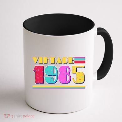 Vintage 80s Colors 1985 40th Birthday Coffee Mug back