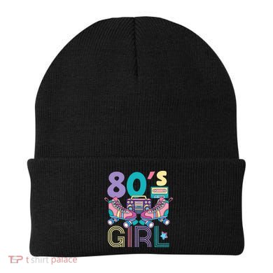 Vibrant 80's Girl Retro Roller Skates Throwback Vibe Beanie