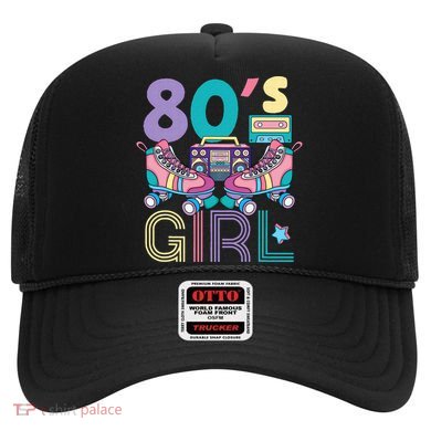 Vibrant 80's Girl Retro Roller Skates Throwback Vibe Hat