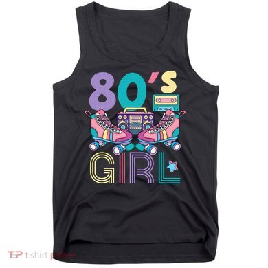 Vibrant 80's Girl Retro Roller Skates Throwback Vibe Tank Top