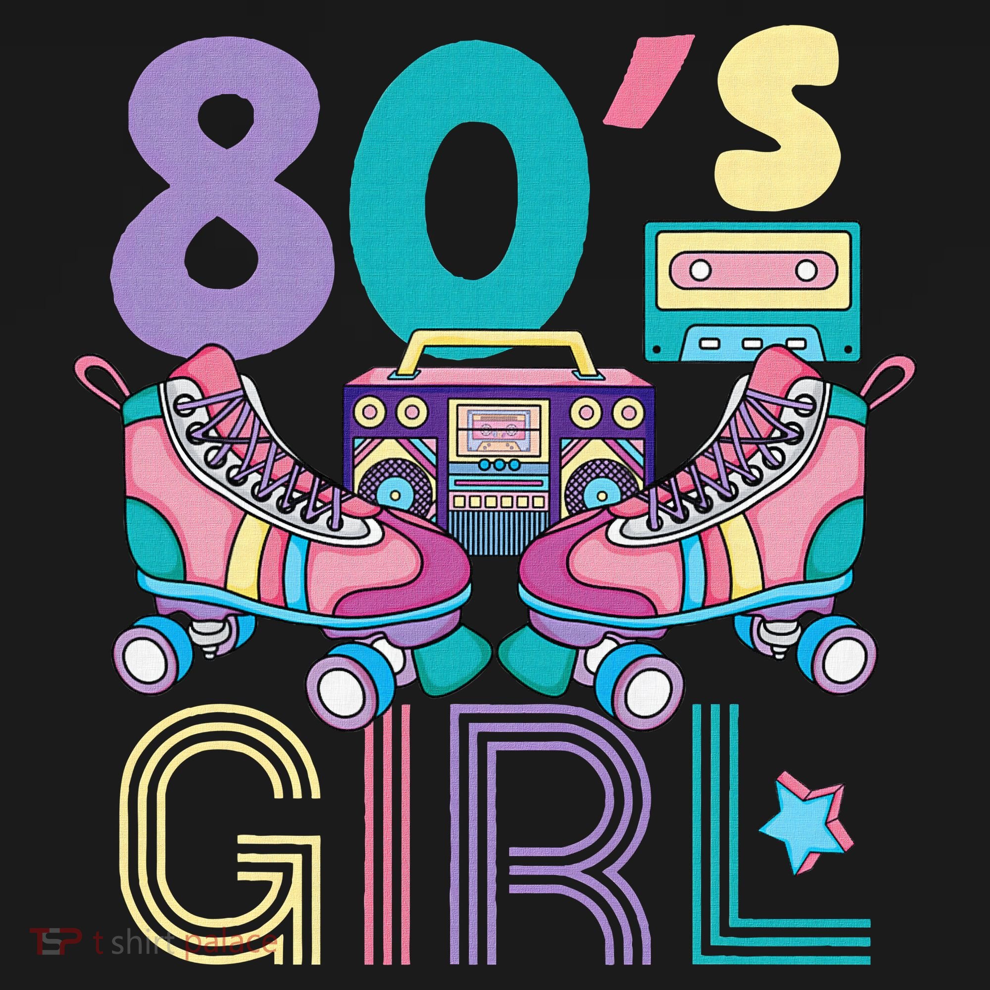 Vibrant 80's Girl Retro Roller Skates Throwback Vibe Visor
