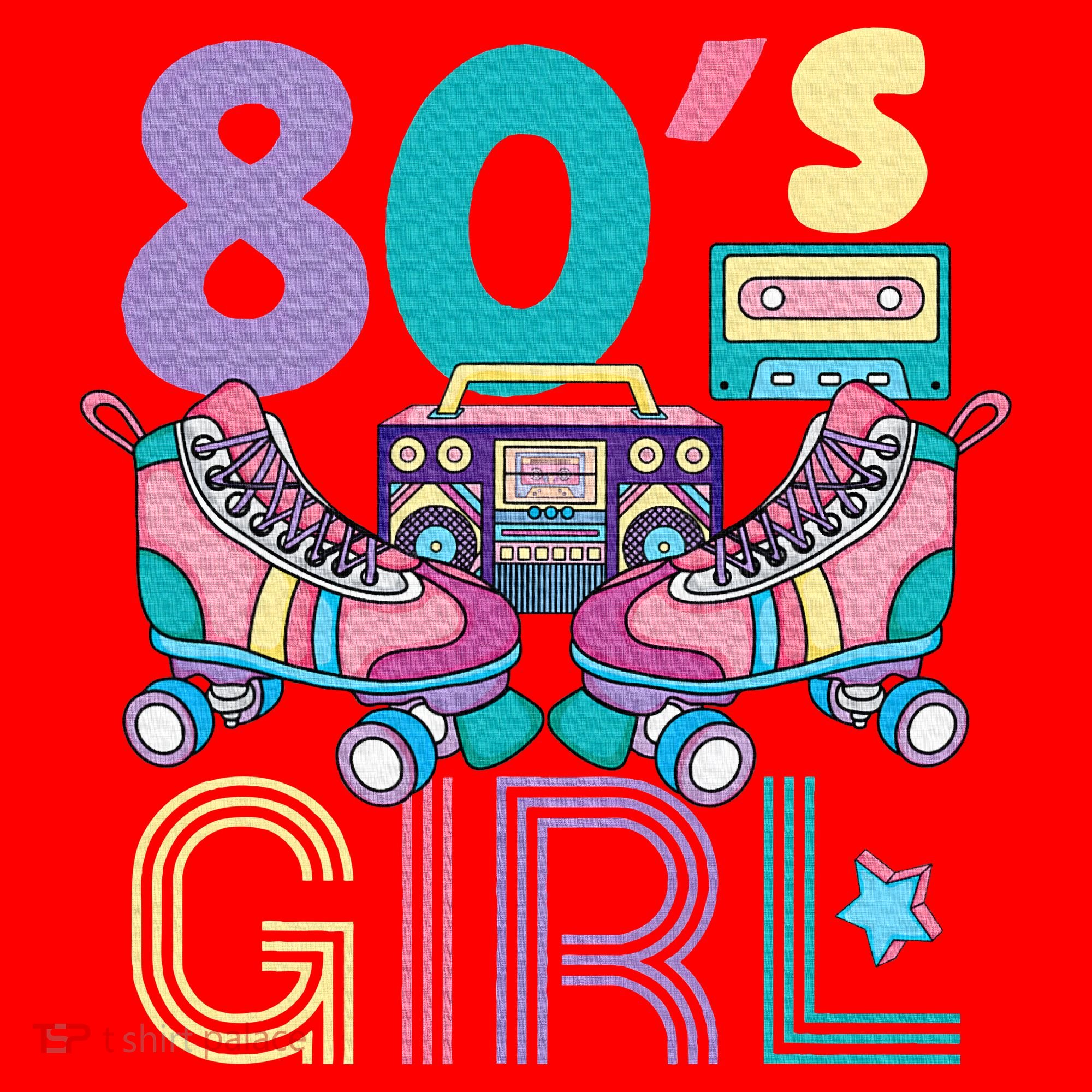 Vibrant 80's Girl Retro Roller Skates Throwback Vibe Santa Hat