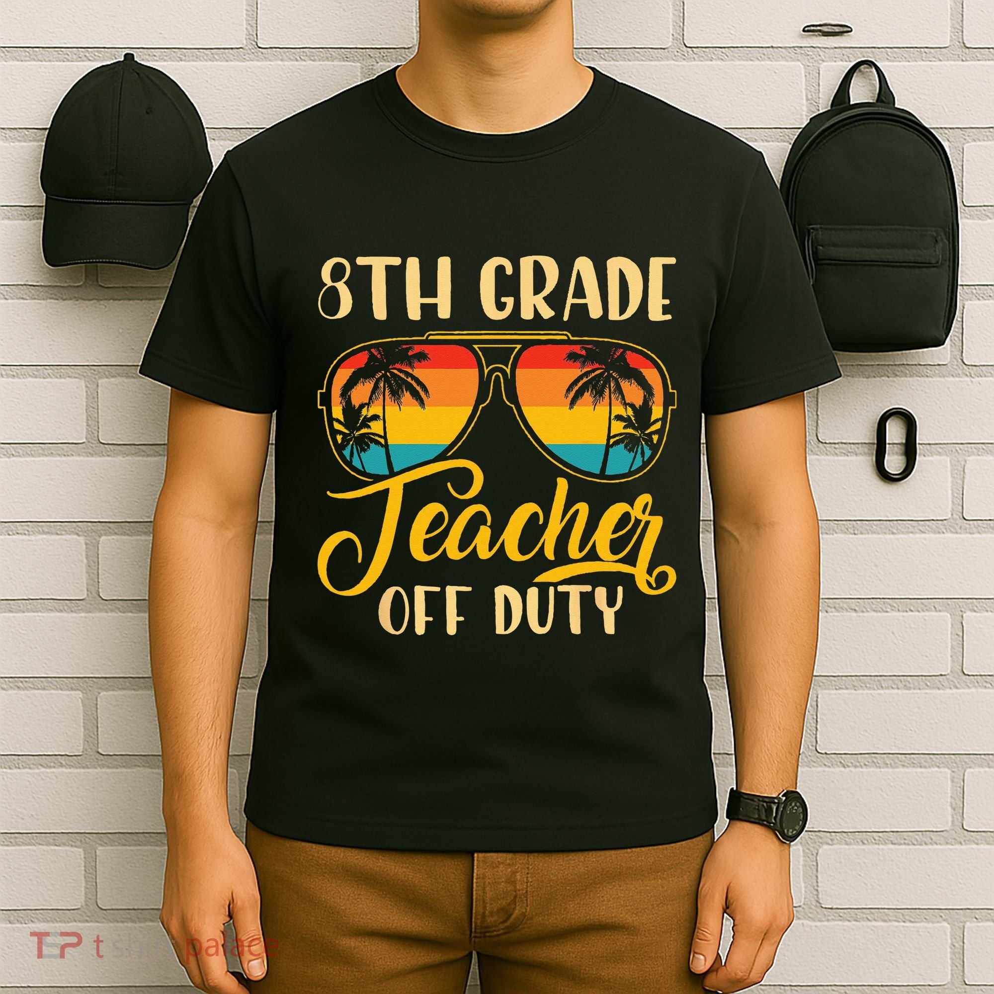 Vintage 8th Grade Teacher Off Duty Last Day Of School Summer T-Shirt