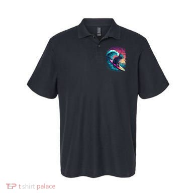 Vintage 80s Vaporwave Synthwave Retro Surfing Cat Kitten Polo