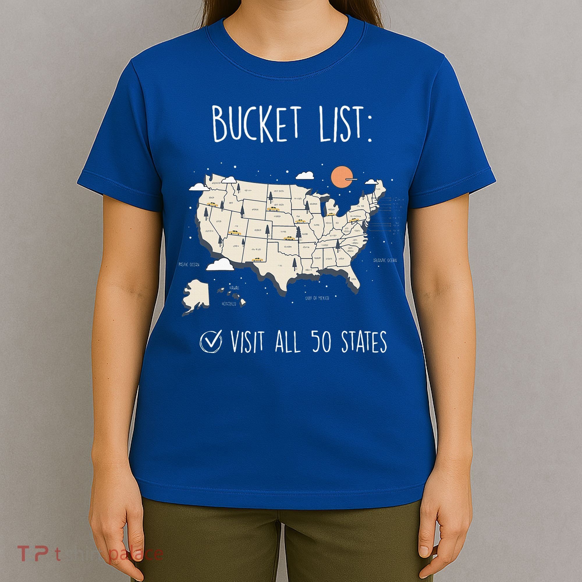 Visit All 50 States Usa Travel Map Mission Accomplished T-Shirt
