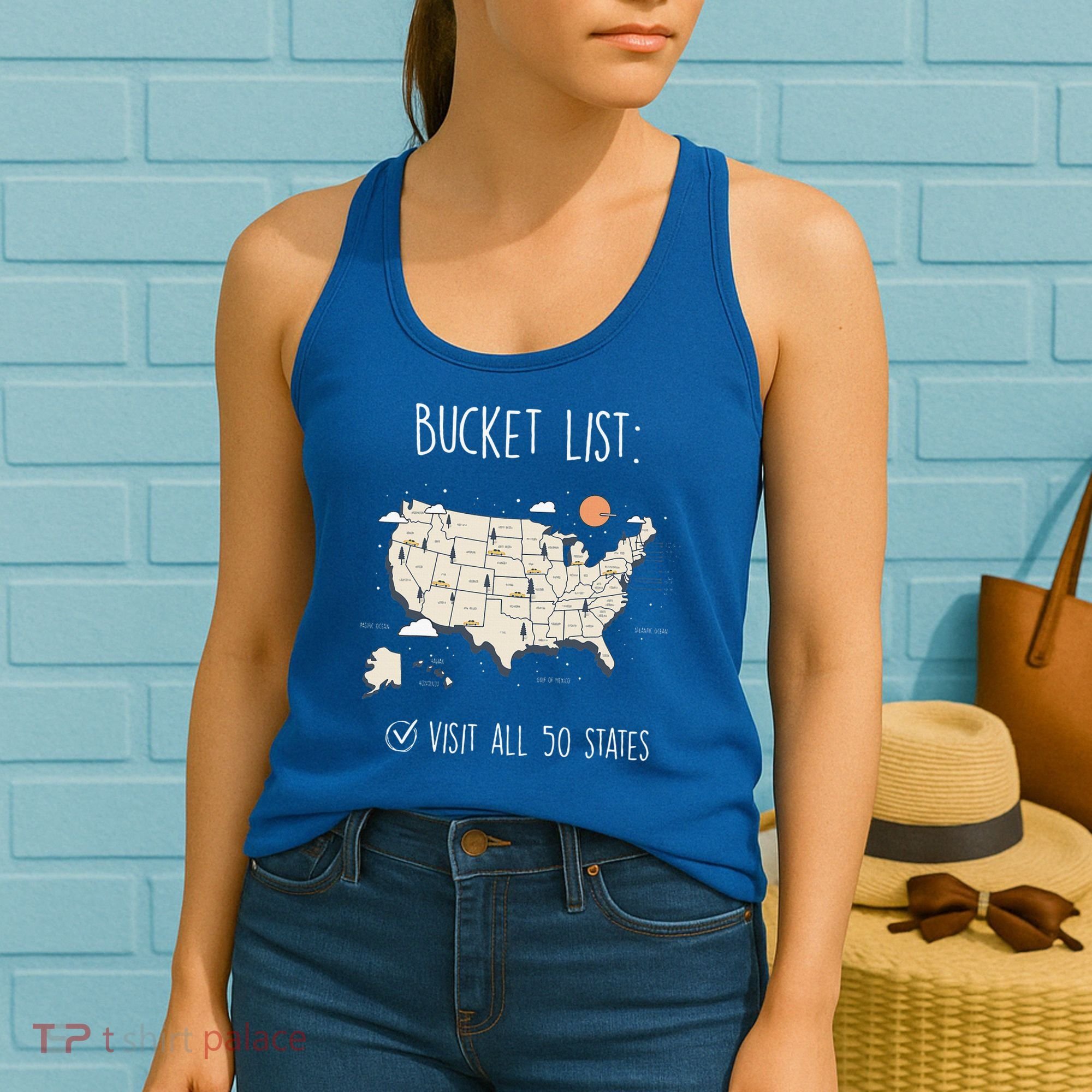 Visit All 50 States Usa Travel Map Mission Accomplished Women's Tank Top
