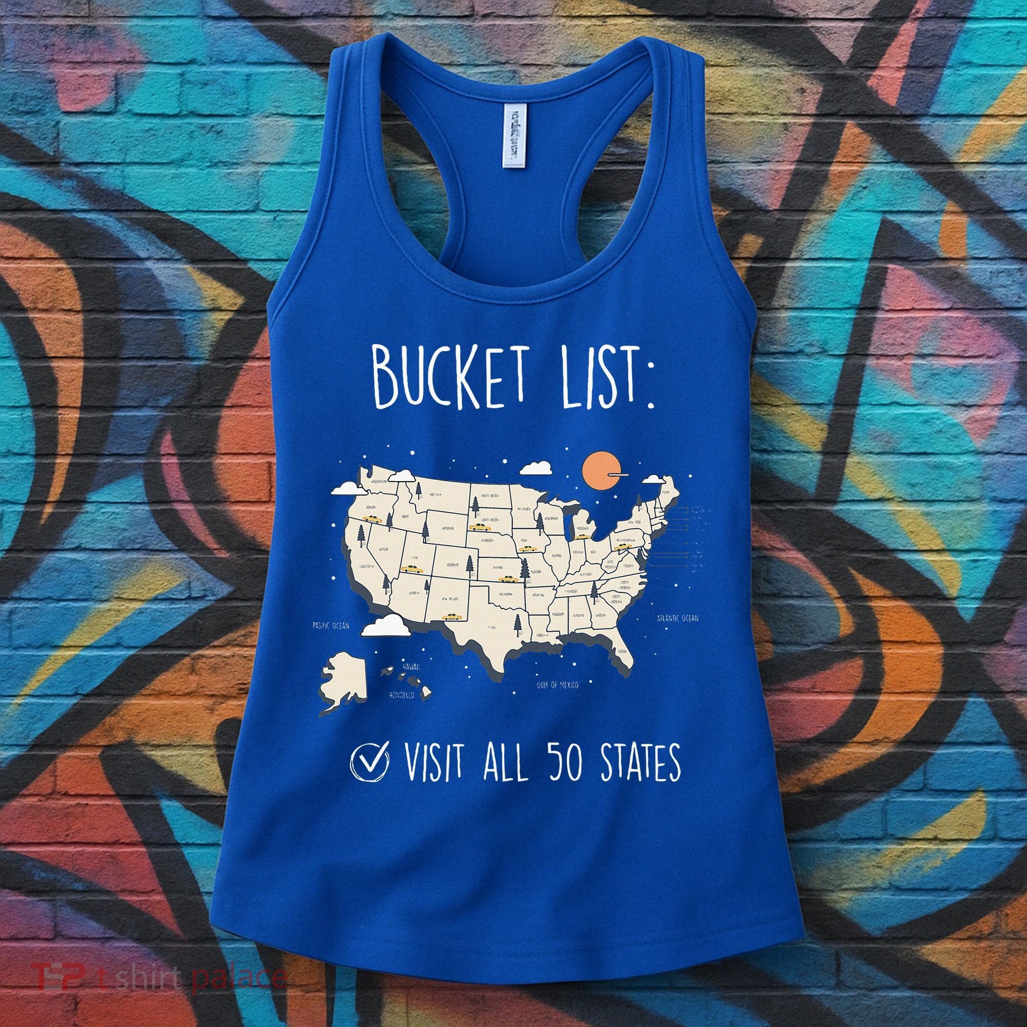 Visit All 50 States Usa Travel Map Mission Accomplished Women's Tank Top