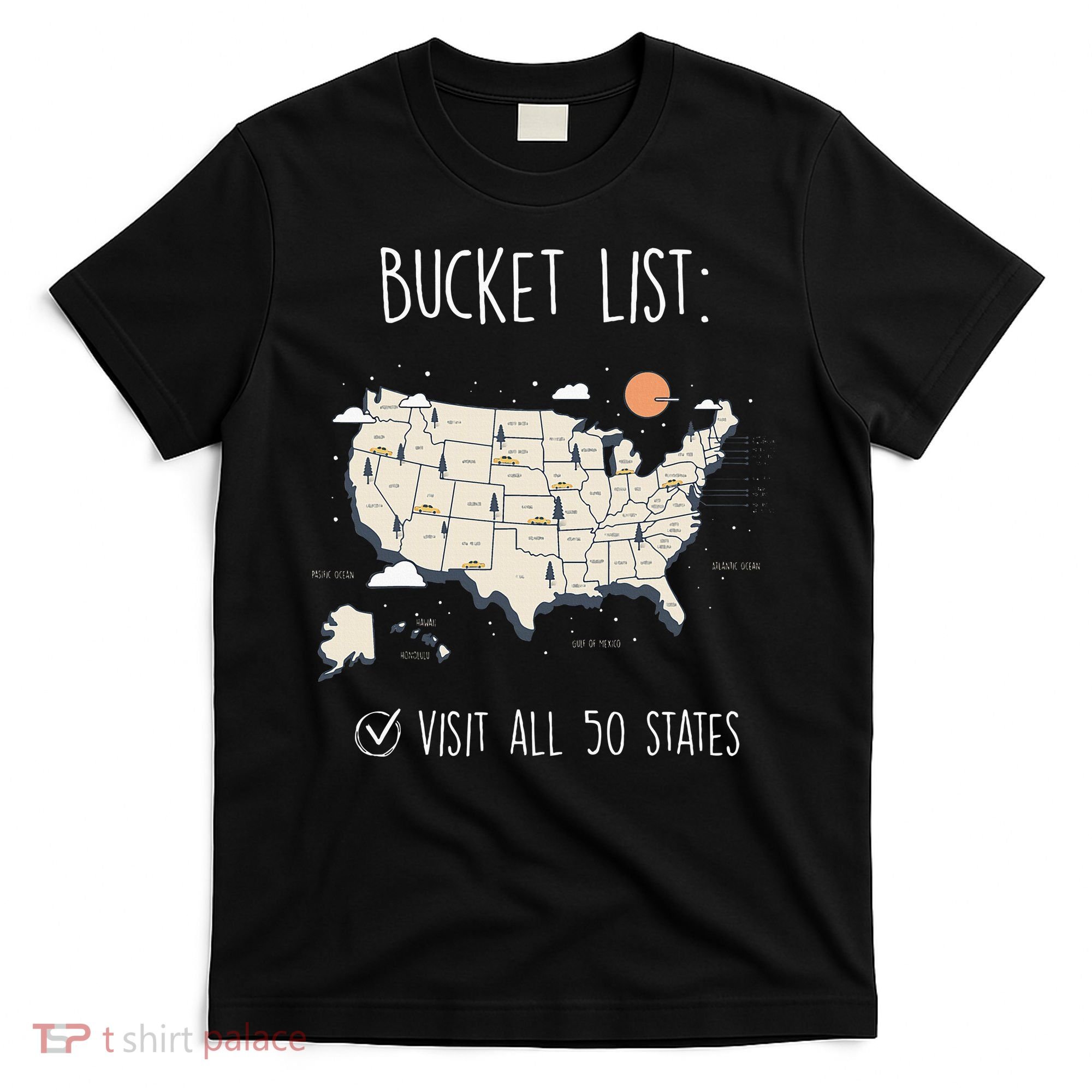 Visit All 50 States Usa Travel Map Mission Accomplished T-Shirt