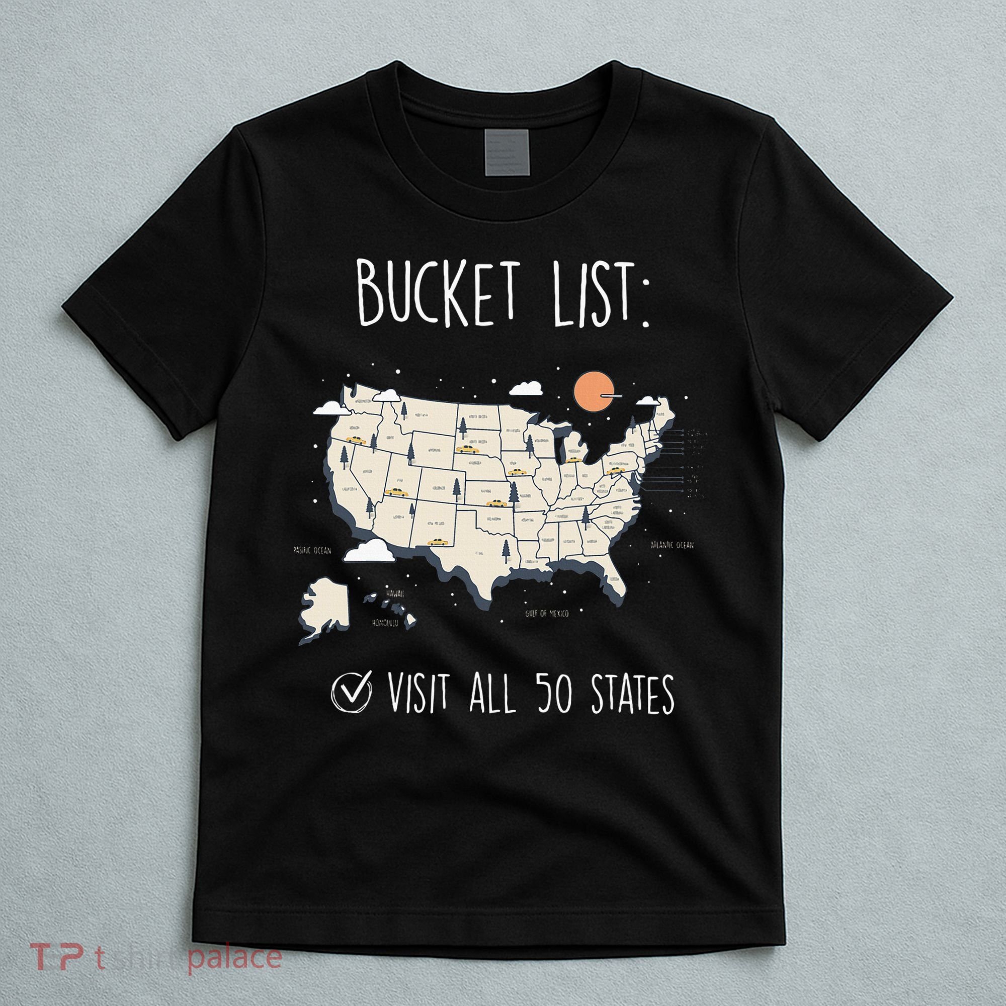 Visit All 50 States Usa Travel Map Mission Accomplished T-Shirt