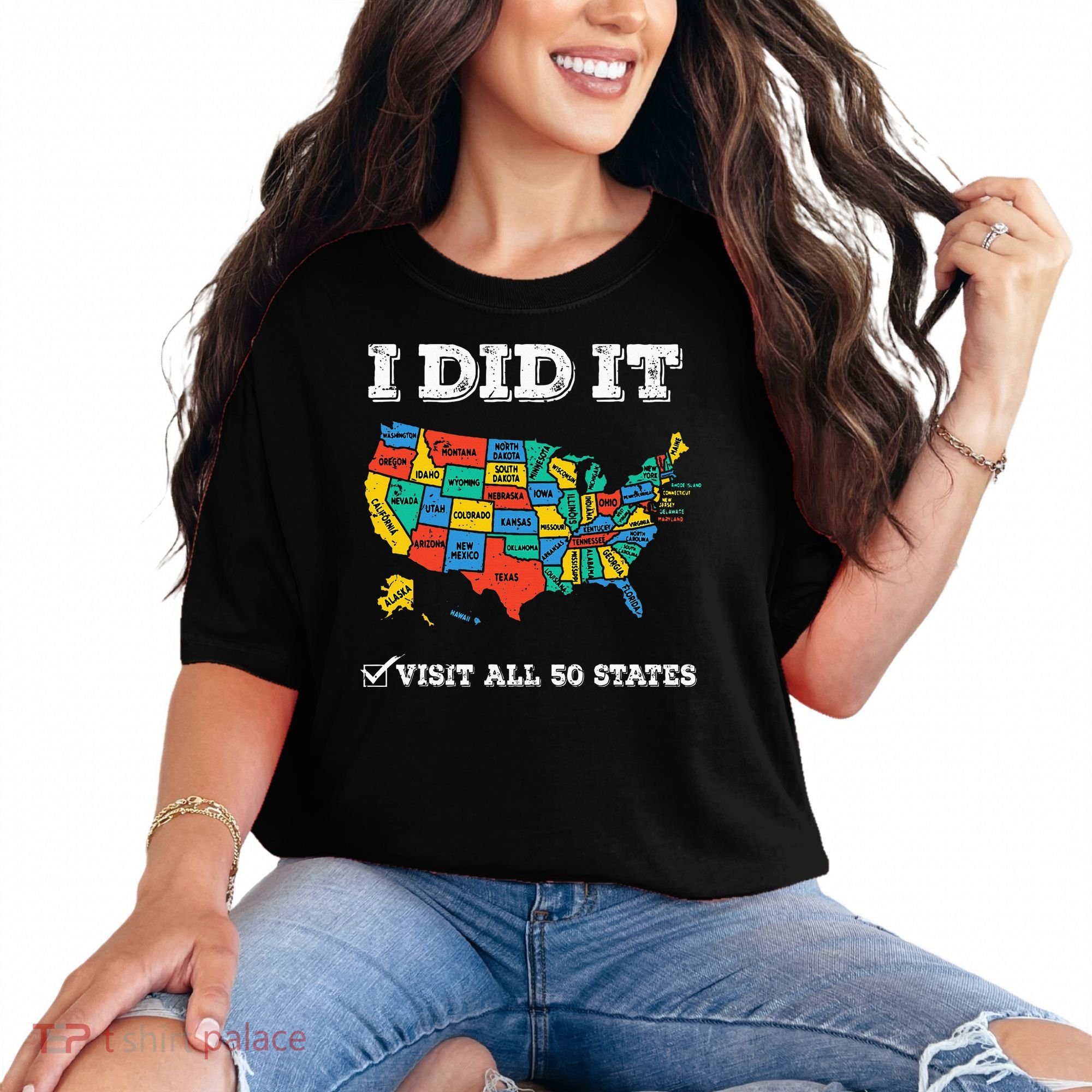 Visited All 50 States Usa Map For Travel Champion Lover Comfort Colors T-Shirt