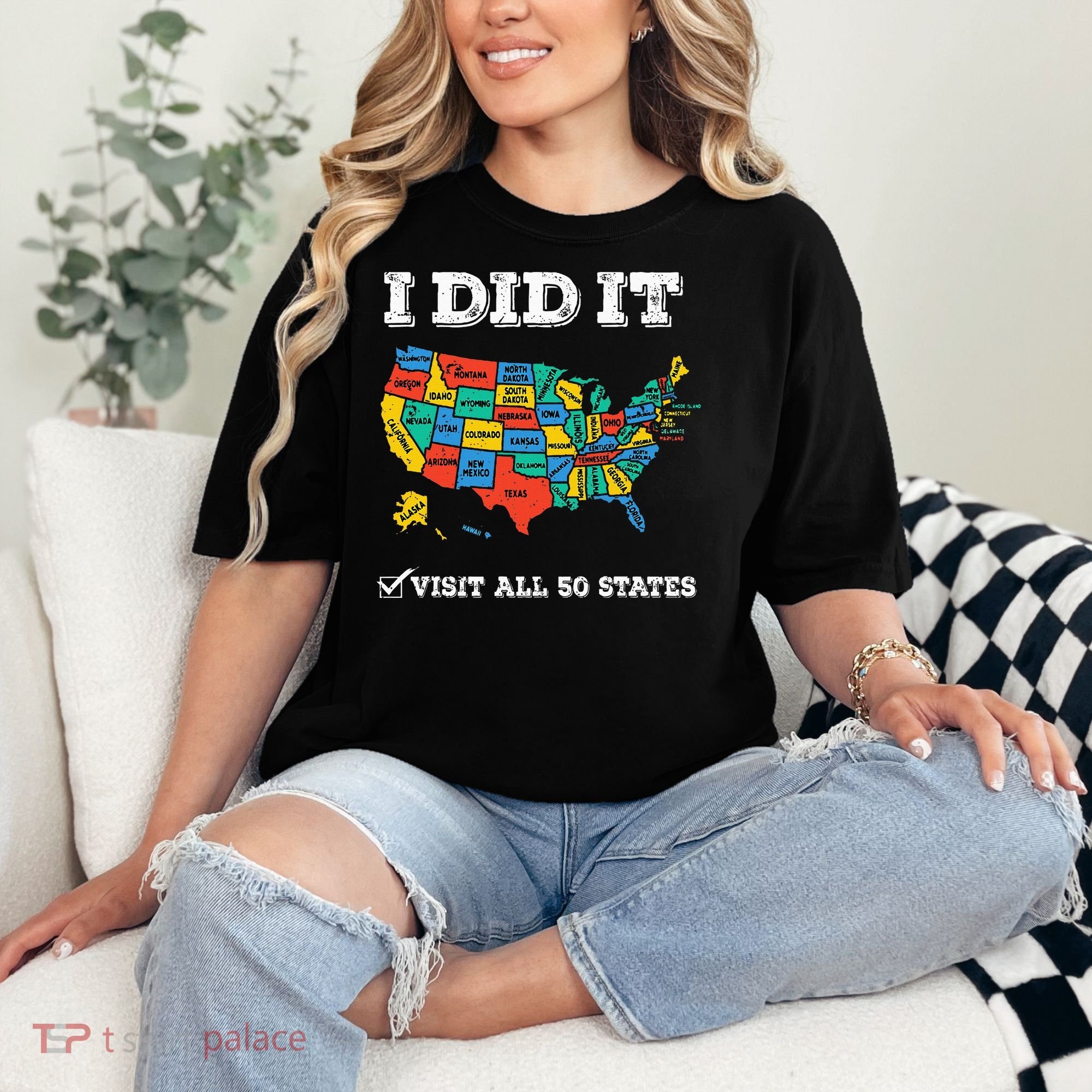 Visited All 50 States Usa Map For Travel Champion Lover Comfort Colors T-Shirt