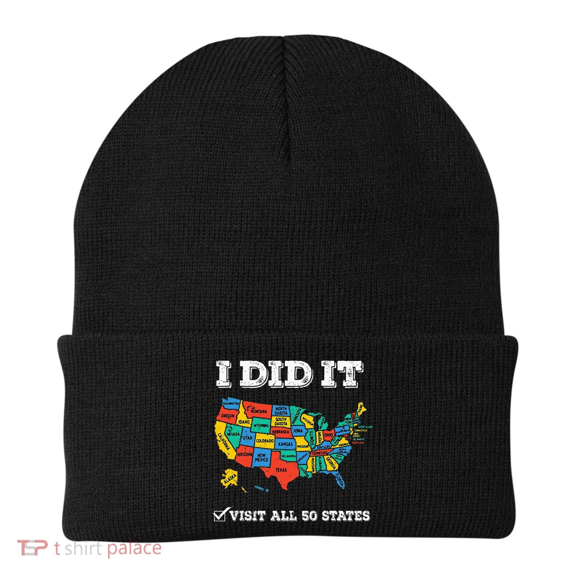 Visited All 50 States Usa Map For Travel Champion Lover Beanie