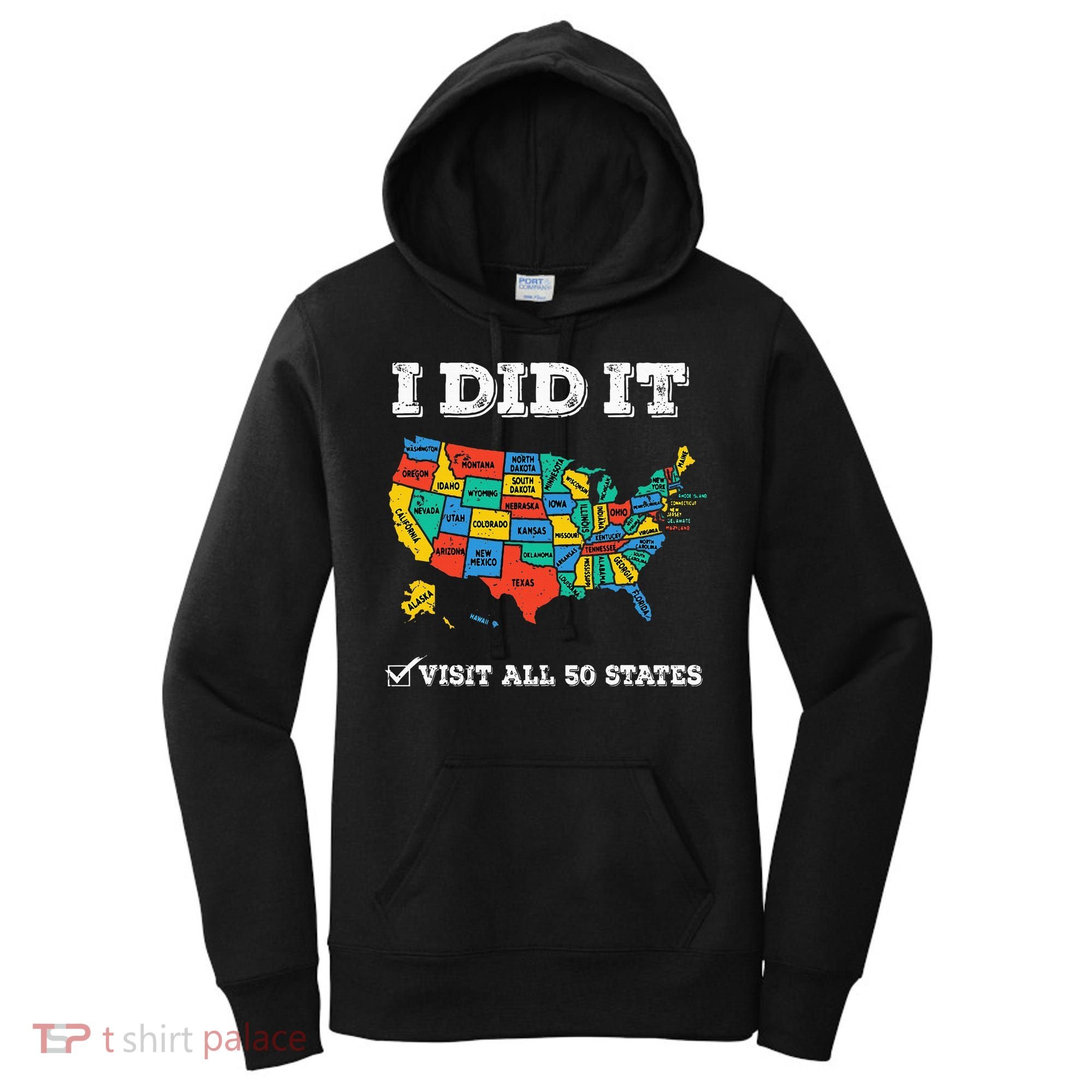 Visited All 50 States Usa Map For Travel Champion Lover Women's Hoodie