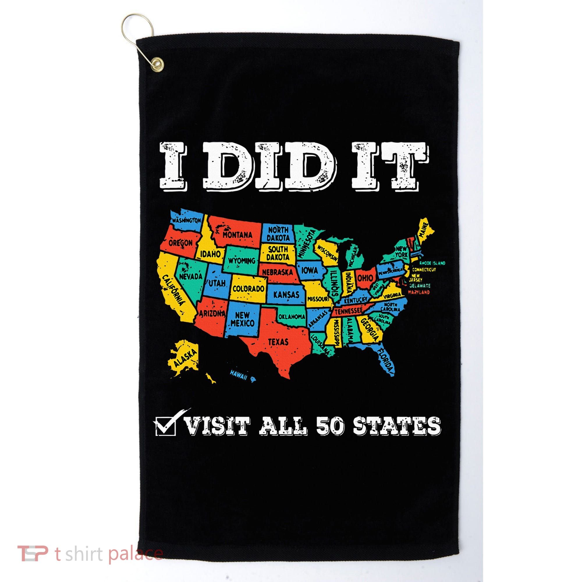 Visited All 50 States Usa Map For Travel Champion Lover Golf Towel