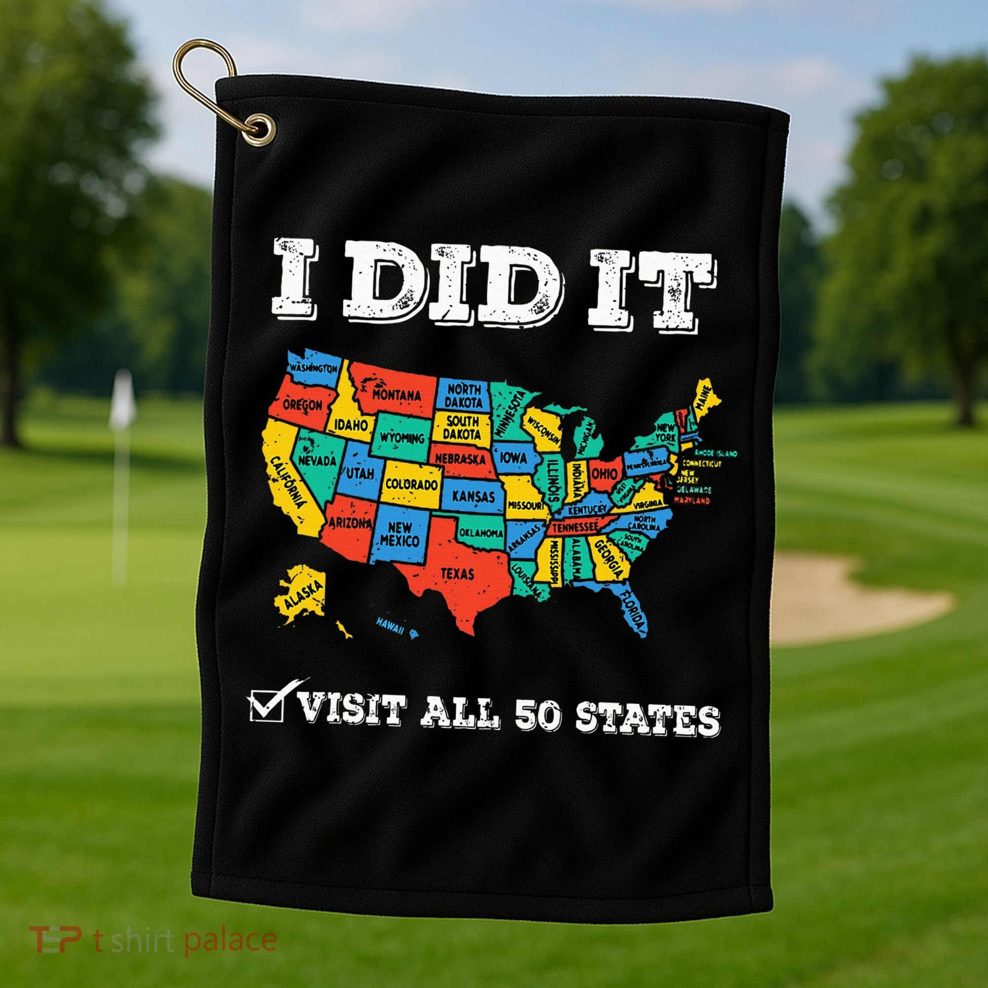 Visited All 50 States Usa Map For Travel Champion Lover Golf Towel