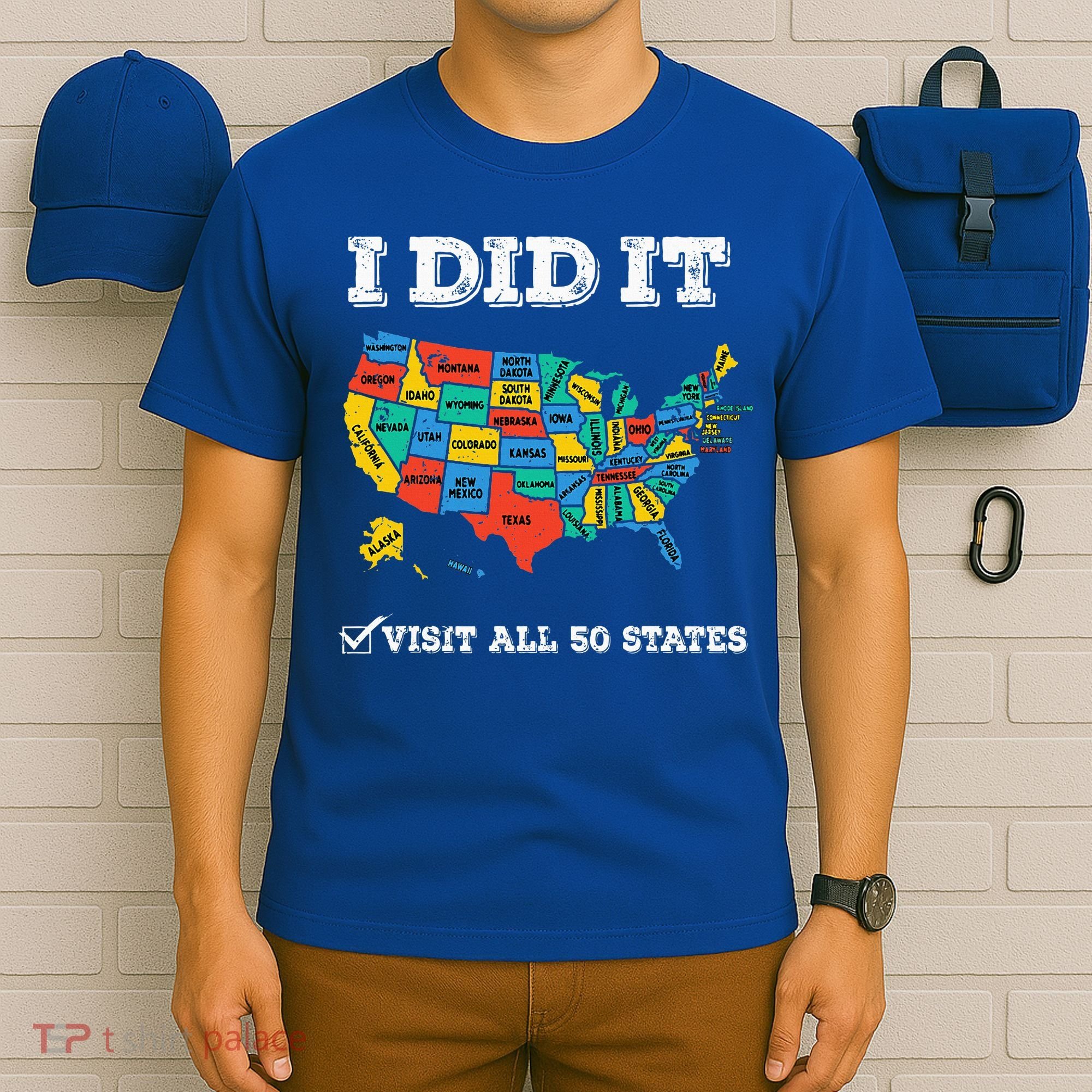 Visited All 50 States Usa Map For Travel Champion Lover T-Shirt
