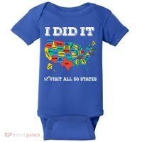 Visited All 50 States Usa Map For Travel Champion Lover Baby Bodysuit thumb 0