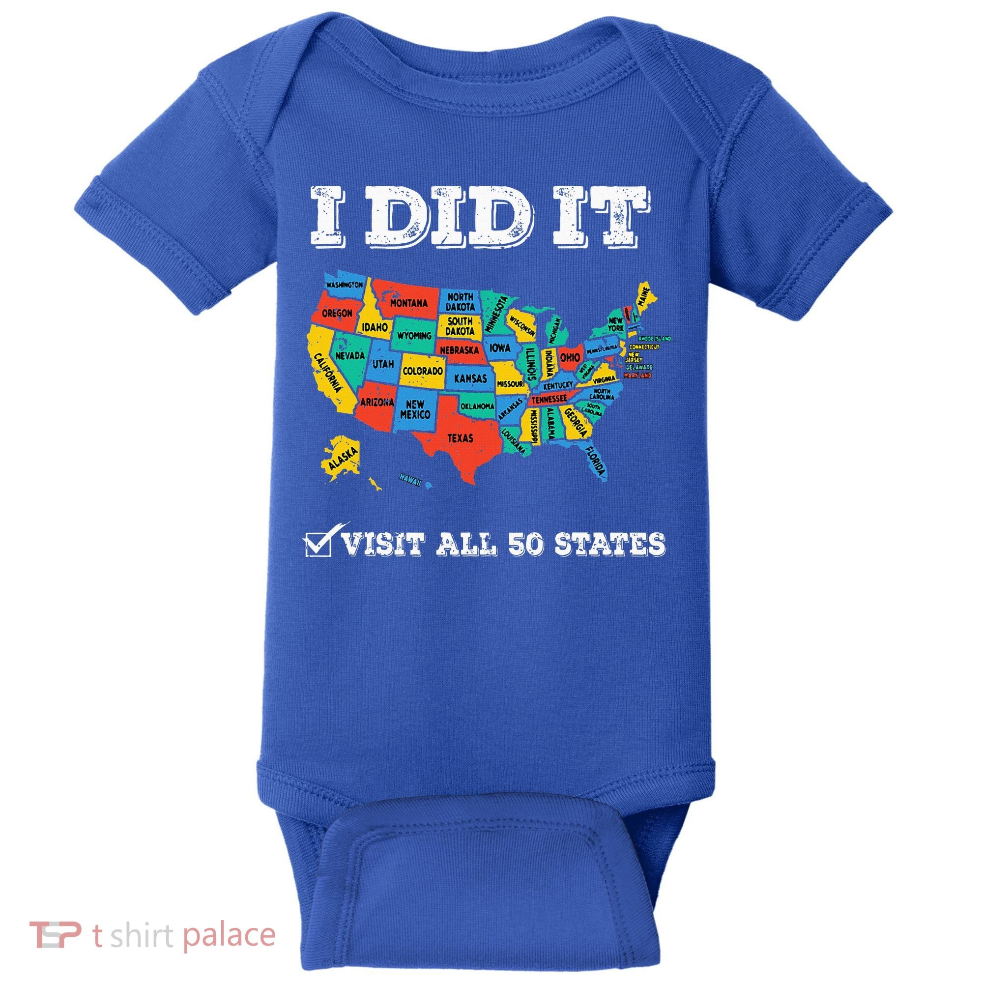 Visited All 50 States Usa Map For Travel Champion Lover Baby Bodysuit