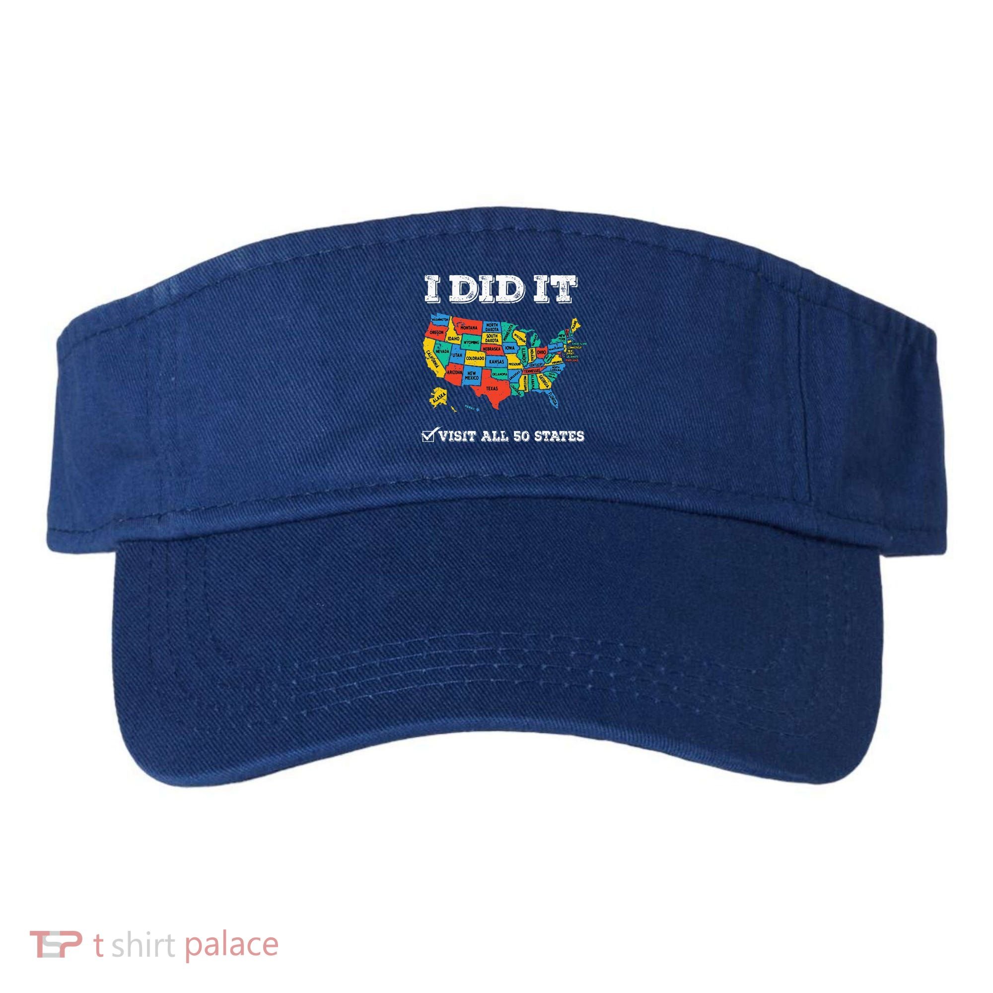 Visited All 50 States Usa Map For Travel Champion Lover Visor