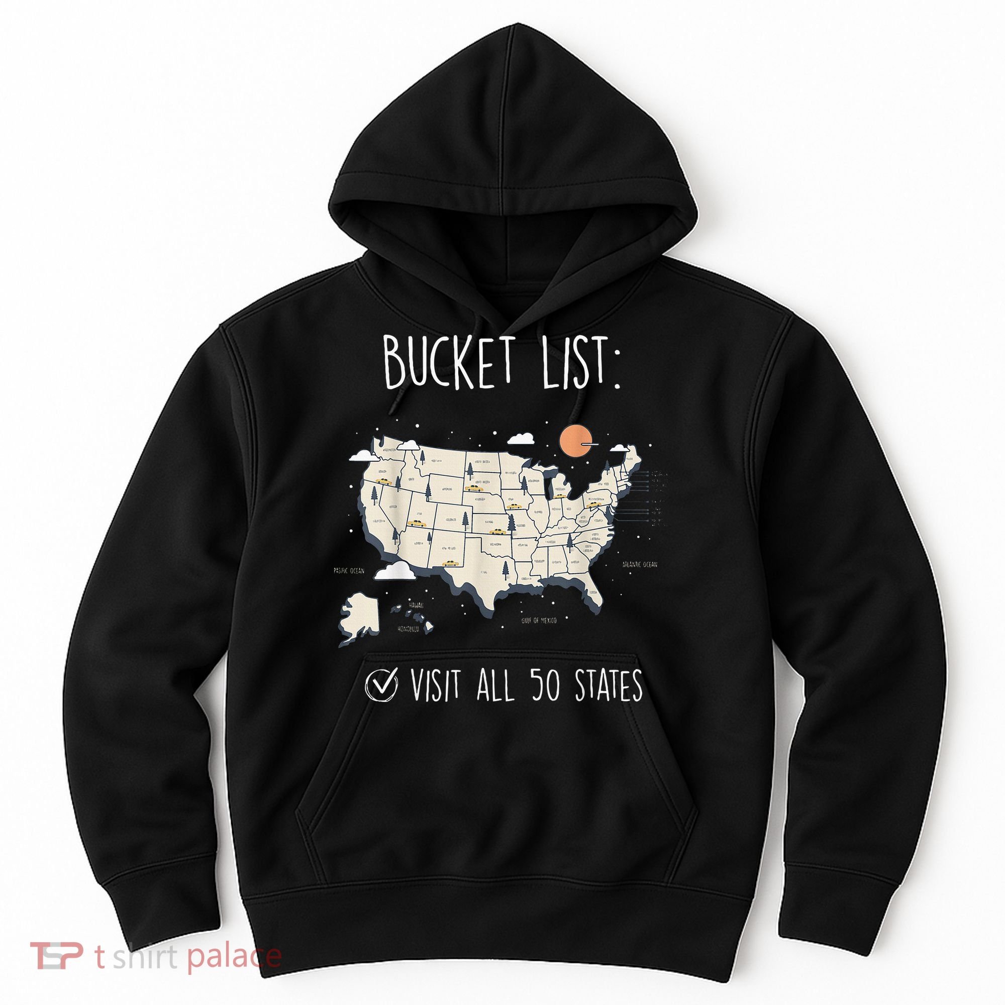 Visit All 50 States Usa Travel Map Mission Accomplished Hoodie