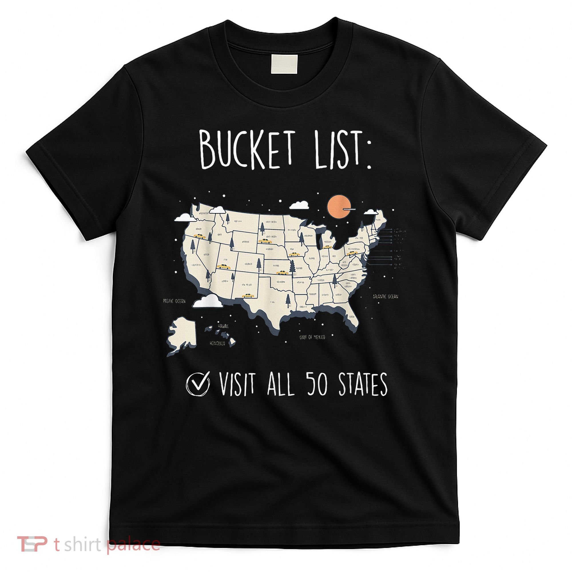 Visit All 50 States Usa Travel Map Mission Accomplished T-Shirt