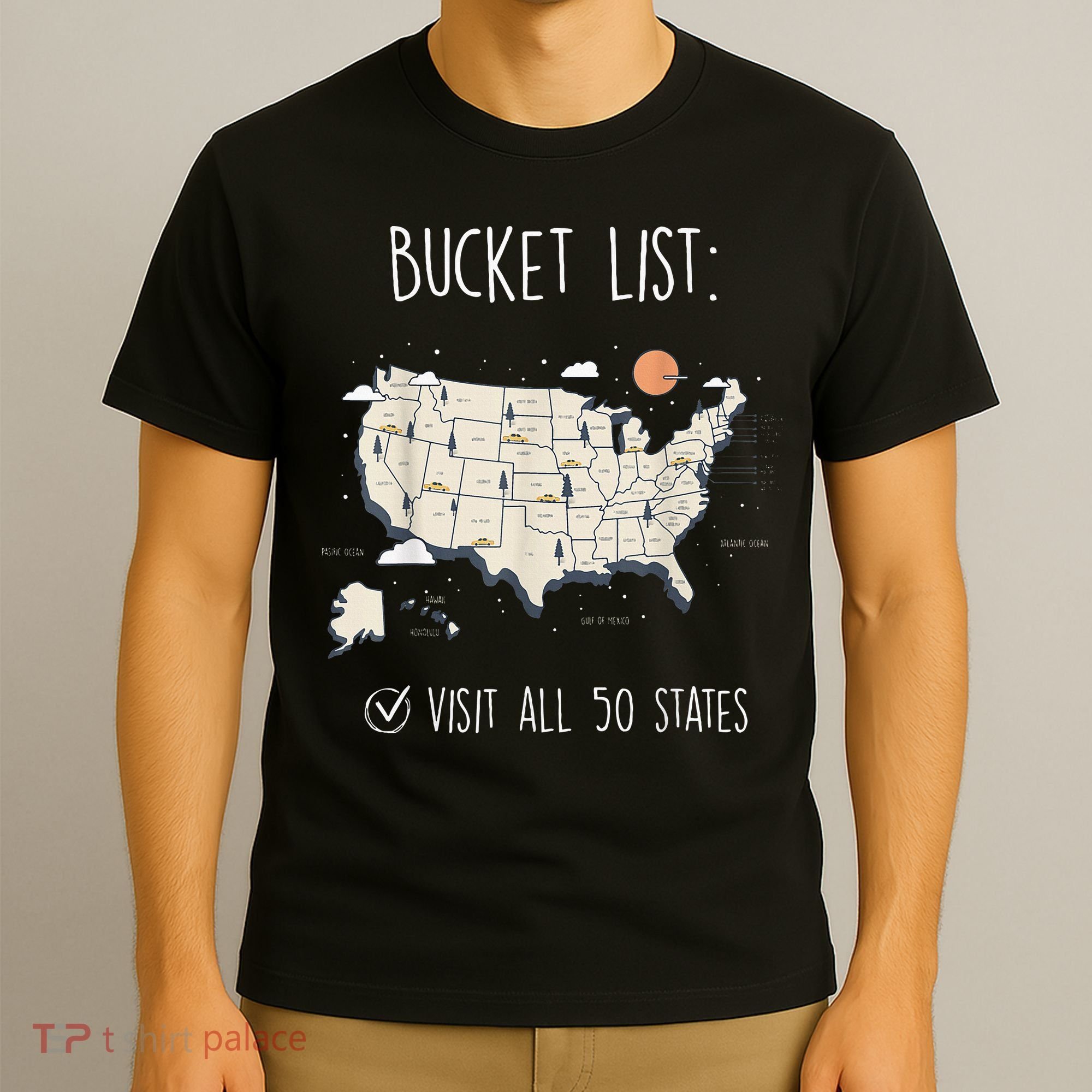 Visit All 50 States Usa Travel Map Mission Accomplished T-Shirt