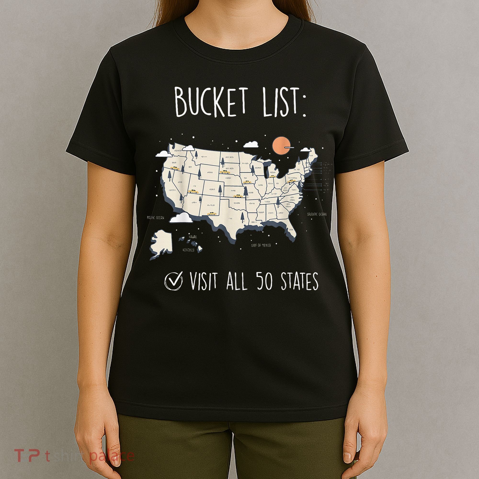 Visit All 50 States Usa Travel Map Mission Accomplished T-Shirt