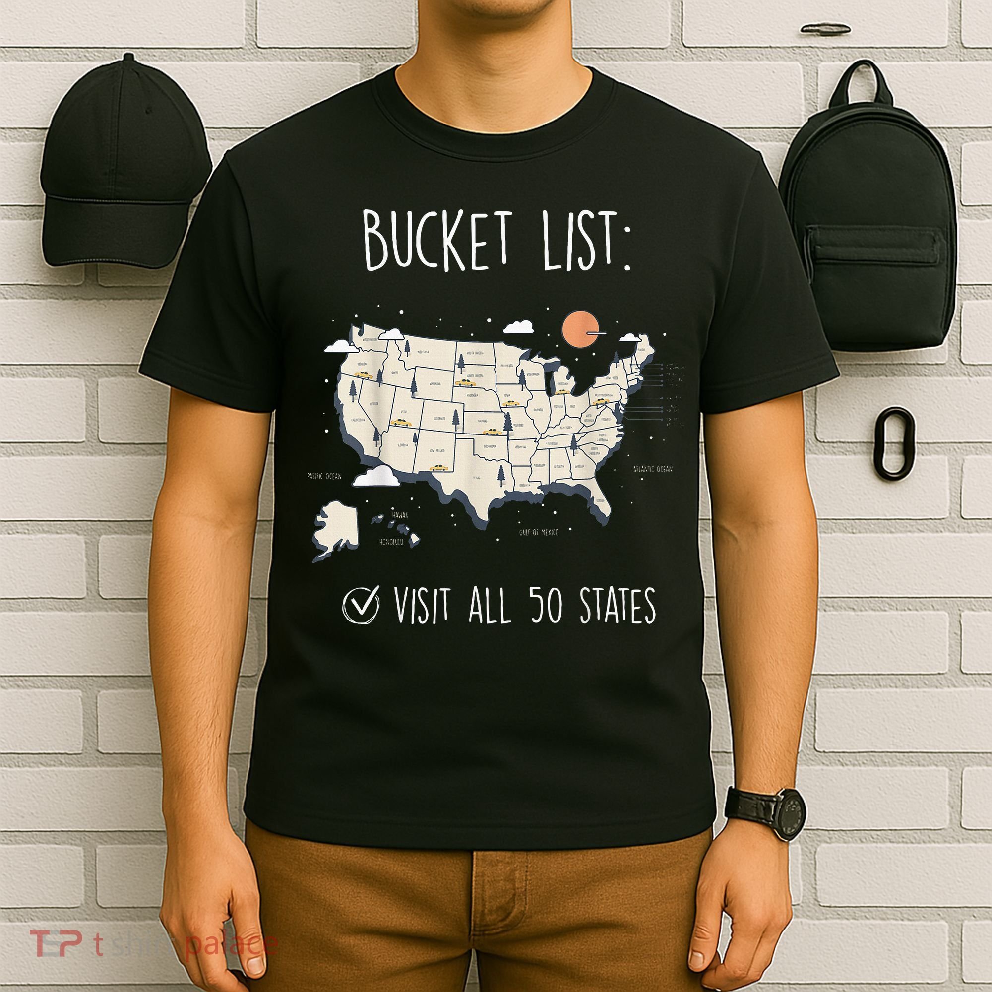 Visit All 50 States Usa Travel Map Mission Accomplished T-Shirt