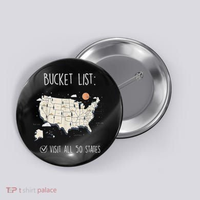 Visit All 50 States Usa Travel Map Mission Accomplished Button
