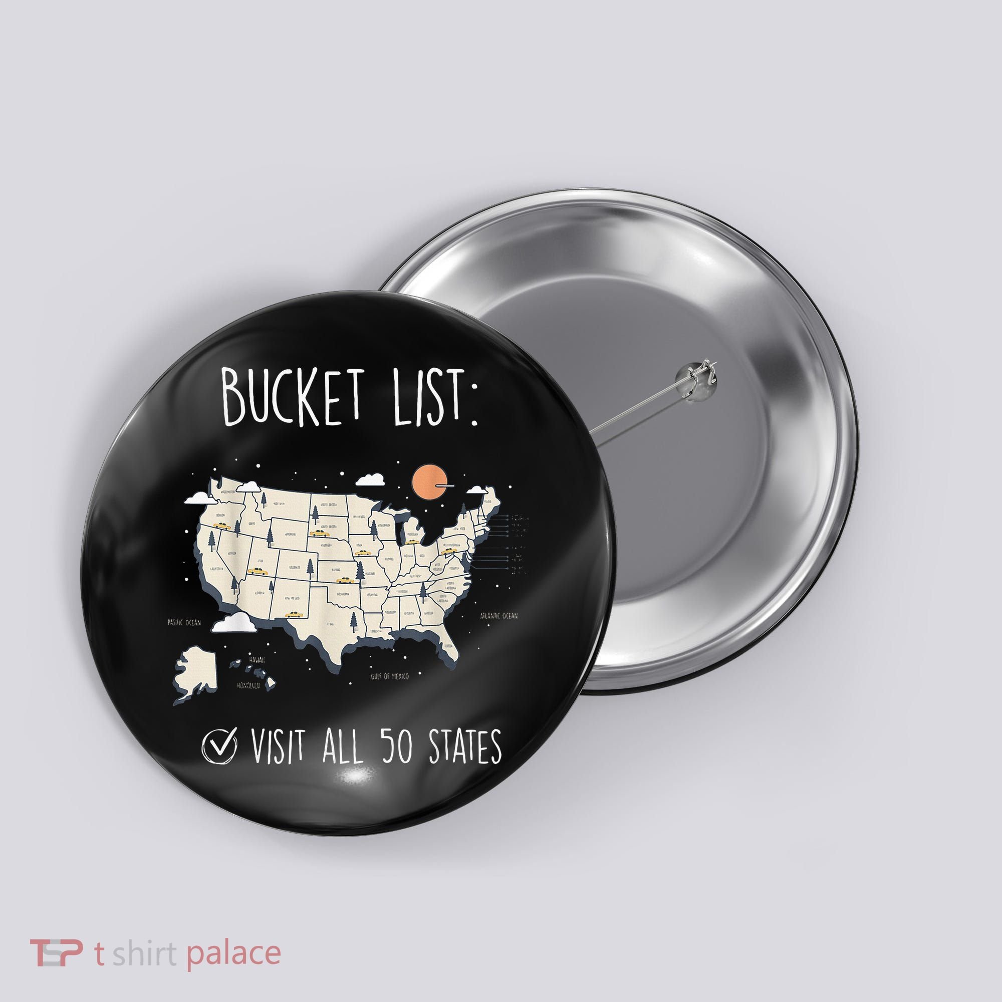 Visit All 50 States Usa Travel Map Mission Accomplished Button