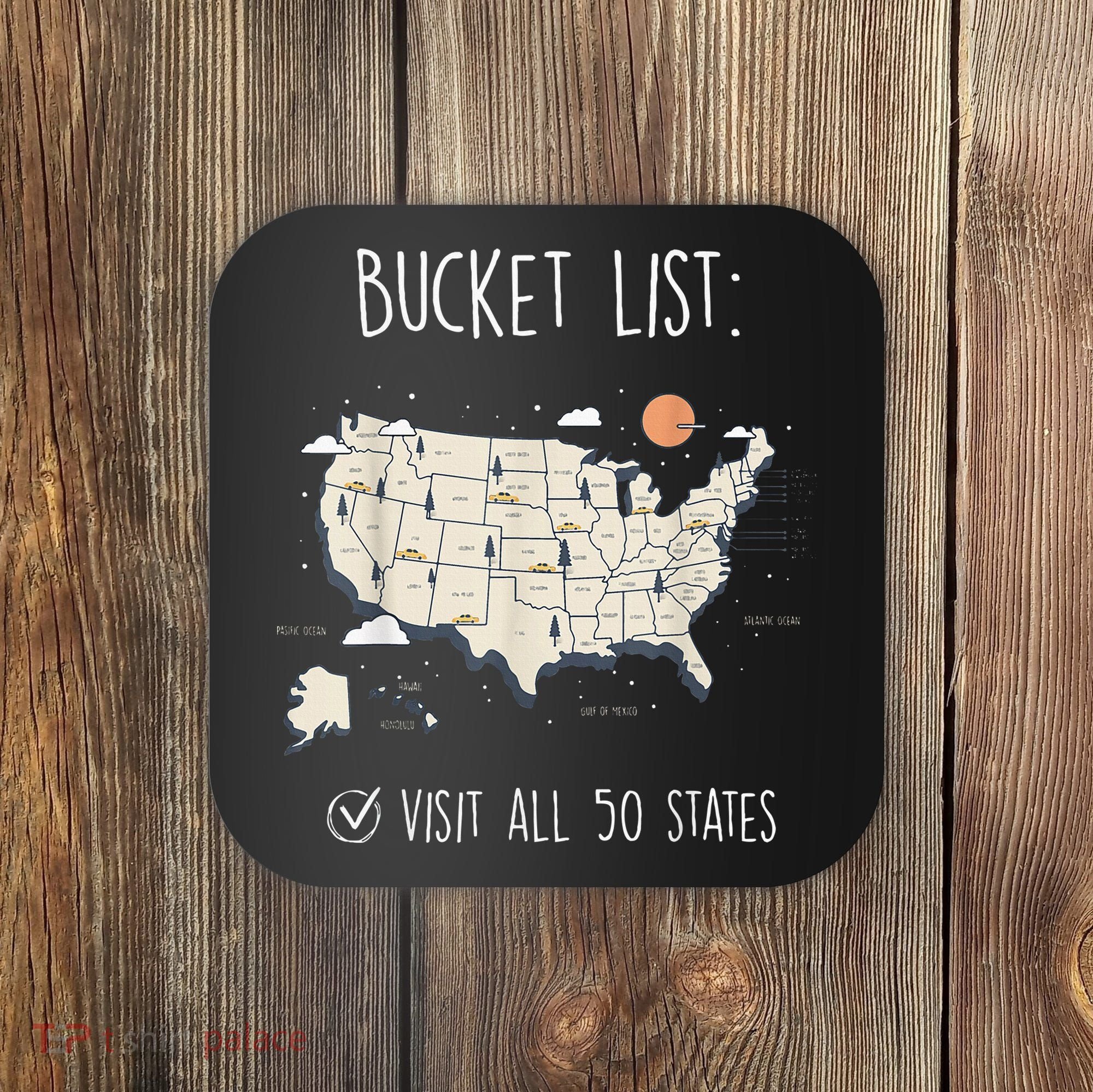 Visit All 50 States Usa Travel Map Mission Accomplished Coaster