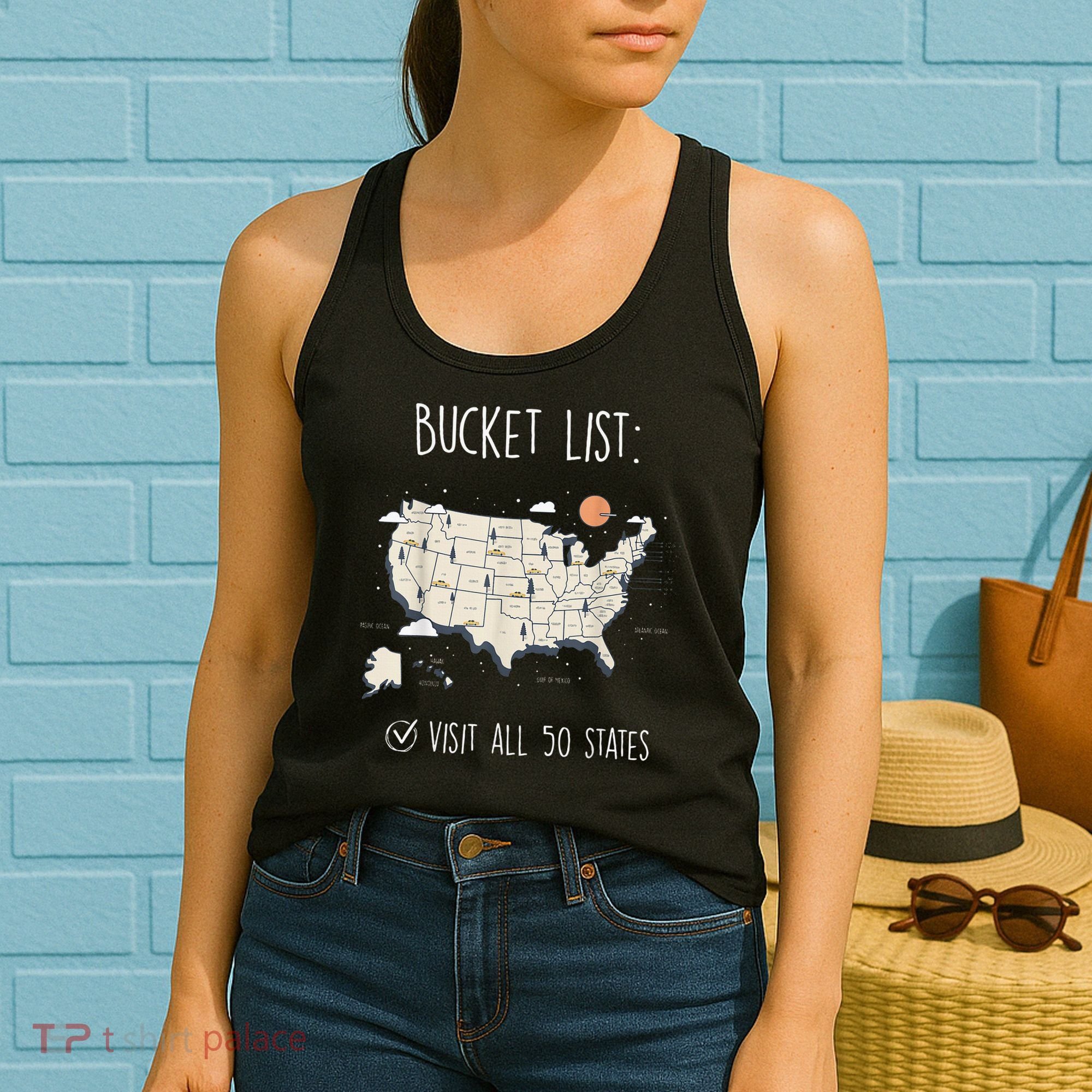 Visit All 50 States Usa Travel Map Mission Accomplished Women's Tank Top