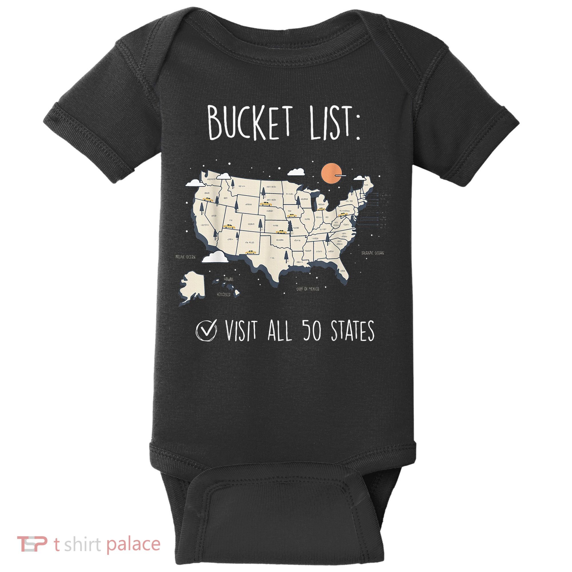 Visit All 50 States Usa Travel Map Mission Accomplished Baby Bodysuit