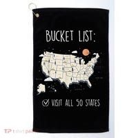 Visit All 50 States Usa Travel Map Mission Accomplished Golf Towel thumb 0