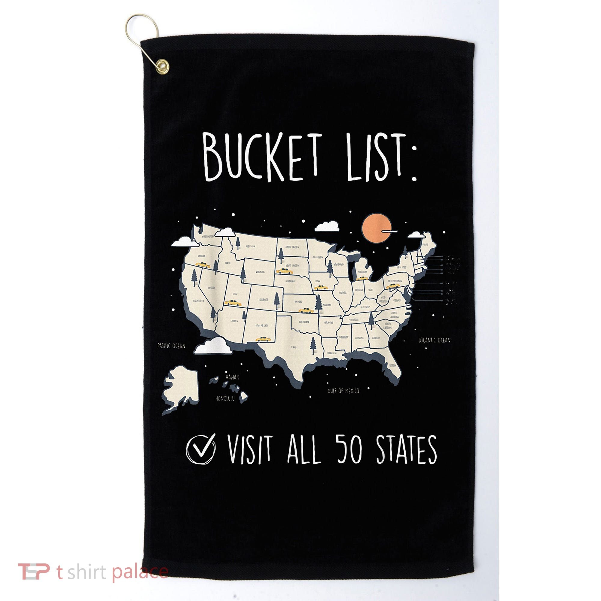 Visit All 50 States Usa Travel Map Mission Accomplished Golf Towel
