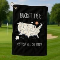 Visit All 50 States Usa Travel Map Mission Accomplished Golf Towel thumb 1