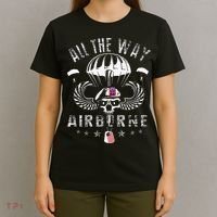 Vintage Army 82nd Airborne All The Way Skull Maroon Beret T-Shirt thumb 4