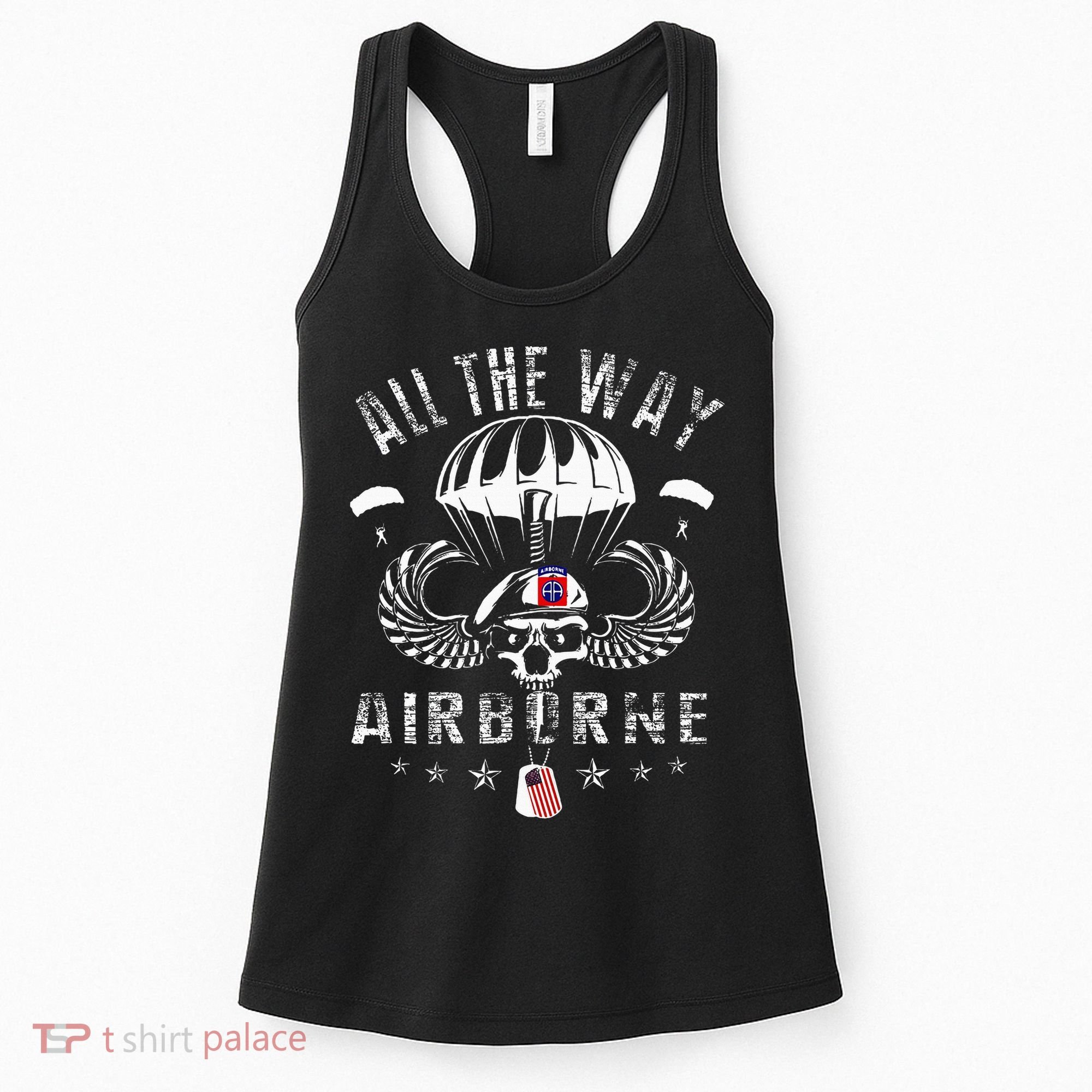 Vintage Army 82nd Airborne All The Way Skull Maroon Beret Women's Tank Top