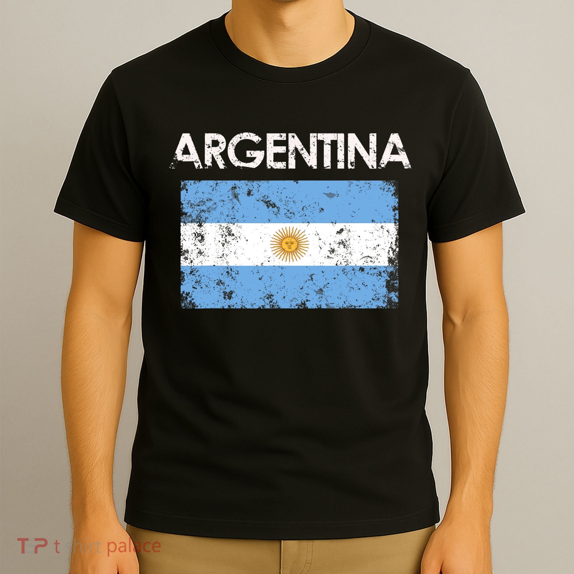 Vintage Argentina Argentinian Flag Pride Gift T-Shirt