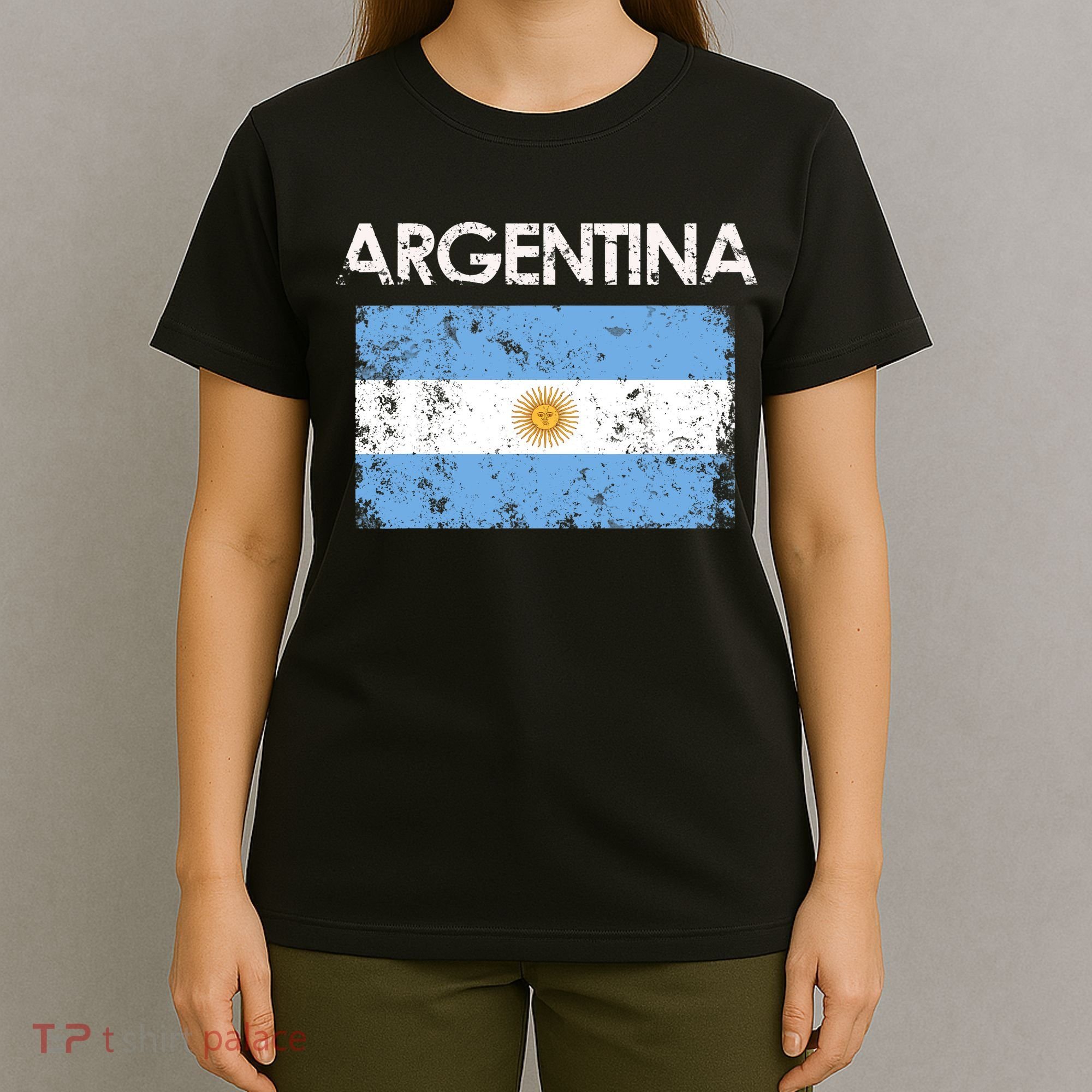 Vintage Argentina Argentinian Flag Pride Gift T-Shirt