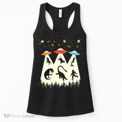 Vintage Alien Abduction Trex Loch Ness Bigfoot Funny Ufo Women's Tank Top