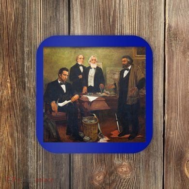 Vintage Art Abraham Lincoln Frederick Douglass Juneteenth Cute Gift Coaster